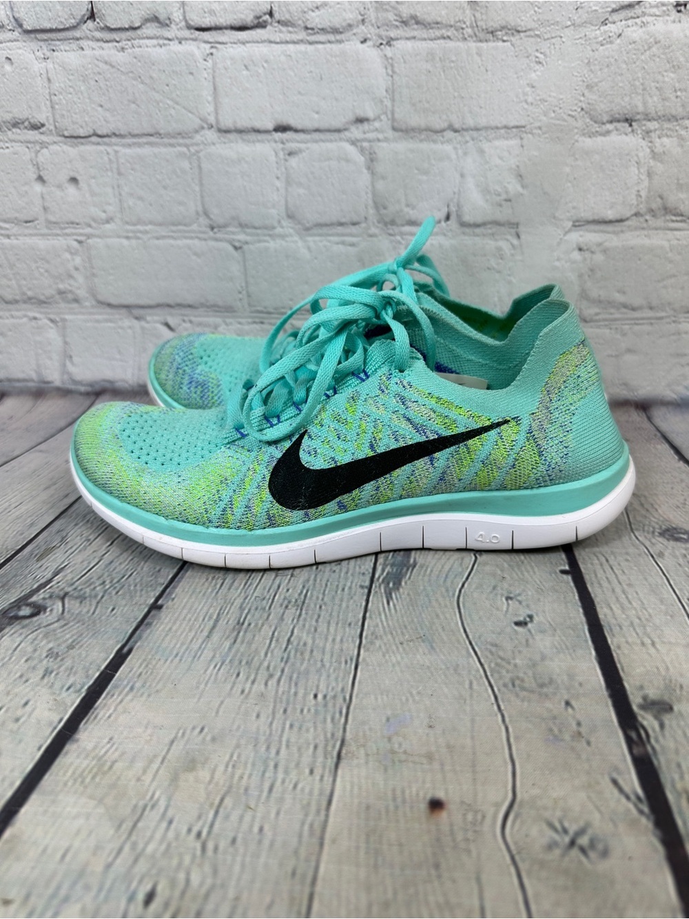 Nike Women's Free 4.0 Flyknit turquoise size 8 - Picture 5 of 7